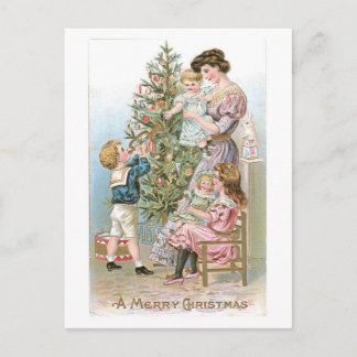 Cartão Postal De Festividades Natal antigo, Família