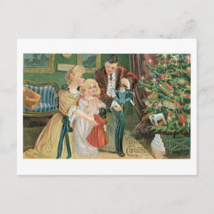 Cartão Postal De Festividades Natal antigo, Família