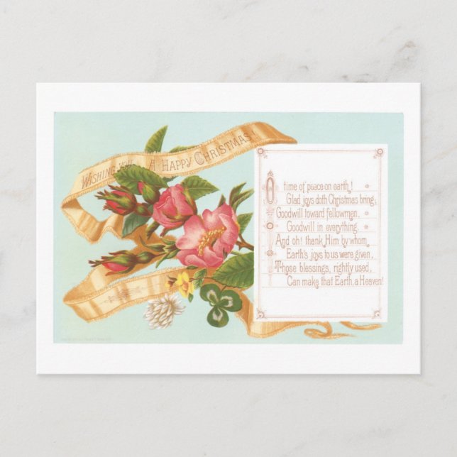 Cartão Postal De Festividades Natal antigo, Flor (Frente)