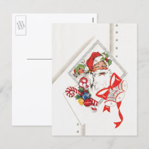 Cartão Postal De Festividades Natal Antigo, Papai Noel com Bengalas de Natal