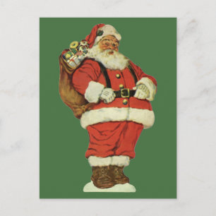 Cartão Postal De Festividades Natal Antigo, Papai Noel Vitoriano com Brinquedos