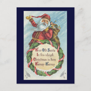 Cartão Postal De Festividades Natal Antigo, Papai Noel Vitoriano em Grinalda