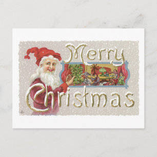 Cartão Postal De Festividades Natal antigo, Papais noeis