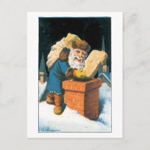 Cartão Postal De Festividades Natal antigo, Papais noeis