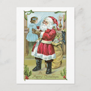 Cartão Postal De Festividades Natal antigo, Papais noeis