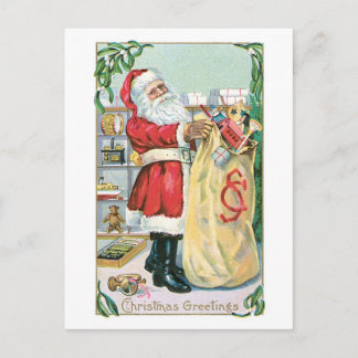 Cartão Postal De Festividades Natal antigo, Papais noeis