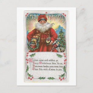 Cartão Postal De Festividades Natal antigo, Papais noeis