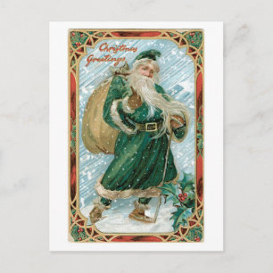 Cartão Postal De Festividades Natal antigo, Papais noeis