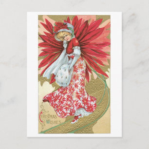Cartão Postal De Festividades Natal antigo, senhora