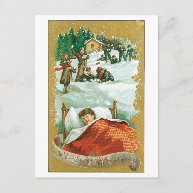 Cartão Postal De Festividades Natal antiquado, sonho (Frente)