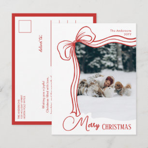Cartão Postal De Festividades Natal Arco Vermelho Desenhado à Mão Elegante e Min