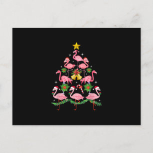 Cartão Postal De Festividades Natal - Árvore de Natal de Flamingo Fofo
