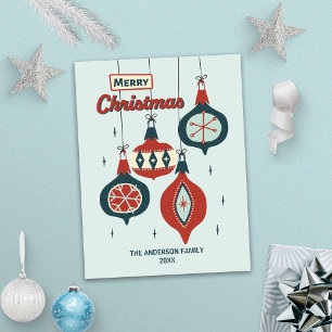 Cartão Postal De Festividades Natal Atômico de Meados do Século