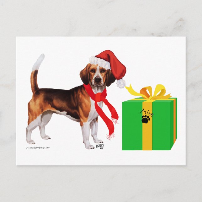 Cartão Postal De Festividades Natal Beagle (Frente)