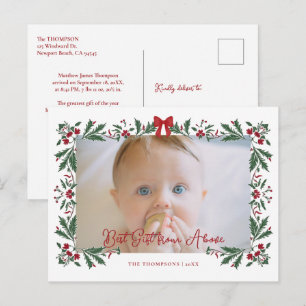 Cartão Postal De Festividades Natal Bebê Arcos Vermelhos Fotografia Botânica Aqu