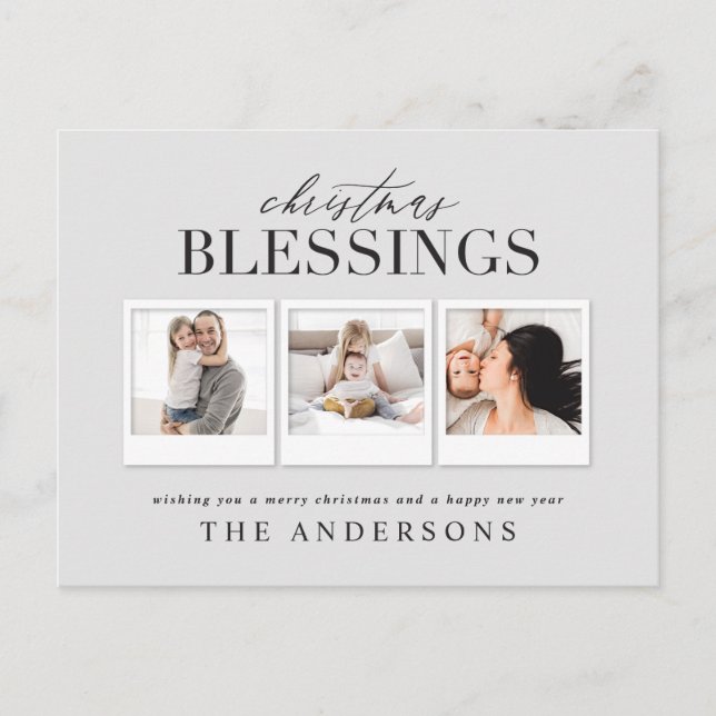 Cartão Postal De Festividades Natal bênção com fotos múltiplas feriado (Frente)