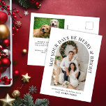 Cartão Postal De Festividades Natal brilhante da Feliz de Fotografias de Arch<br><div class="desc">Cartaz de Natal moderno com sua foto em um arco cercado por "Que Seus Dias Sejam Felizes e Brilhantes" em tipografia elegante e seu nome em uma simples tipografia. No verso,  adicione uma foto adicional e personalize seu cartões de natal.</div>