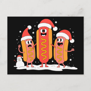 Cartão Postal De Festividades Natal Cachorro-Quente Papai Noel Chapéu Boneco de