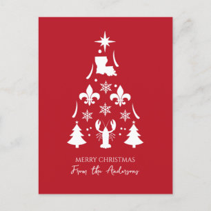 Cartão Postal De Festividades Natal Cajun Vermelho Feriado