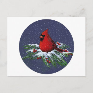CARTÃO POSTAL DE FESTIVIDADES NATAL: CARDINAL: AVE: ARTE