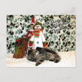 Cartão Postal De Festividades Natal cheio de diversão de Patton - Gato / Gatinho