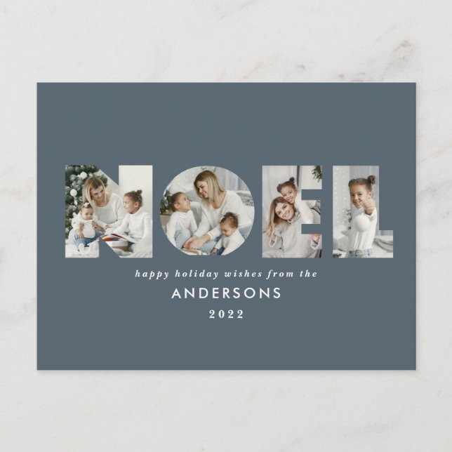 Cartão Postal De Festividades Natal Christmas negrito moderno 4 foto simples Fer (Frente)