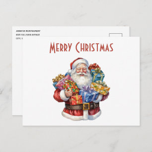 Cartão Postal De Festividades Natal clássico de Jolly Santa Claus