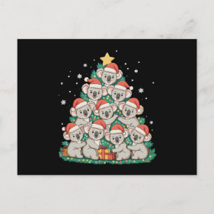 Cartão Postal De Festividades Natal Coala Fofo Árvore Divertido Natal Férias