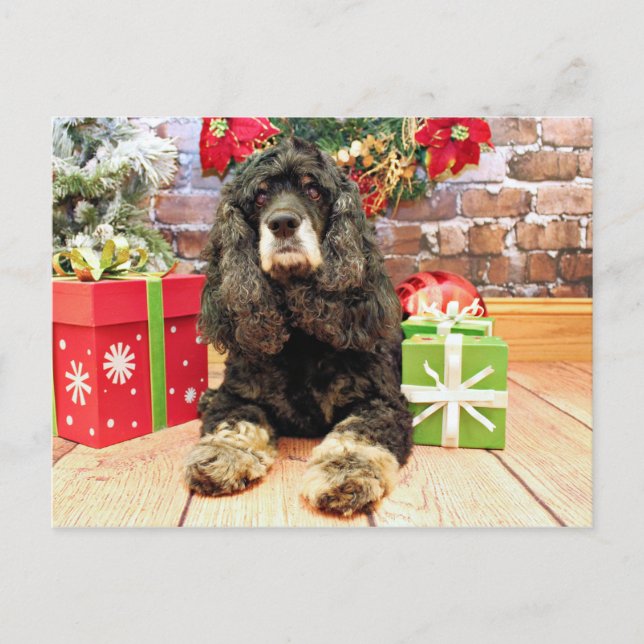 Cartão Postal De Festividades Natal - cocker spaniel - Marley (Frente)