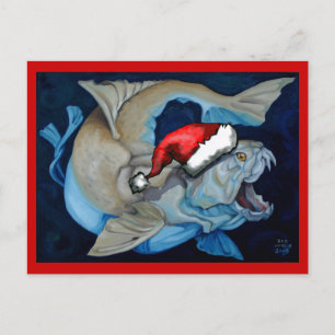 Cartão Postal De Festividades Natal com Dunkleosteus