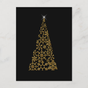 Cartão Postal De Festividades Natal Contemporâneo Negro e Dourado