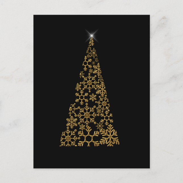 Cartão Postal De Festividades Natal Contemporâneo Negro e Dourado (Frente)