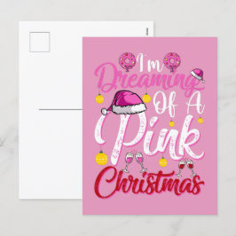 Cartão Postal De Festividades Natal cor-de-rosa