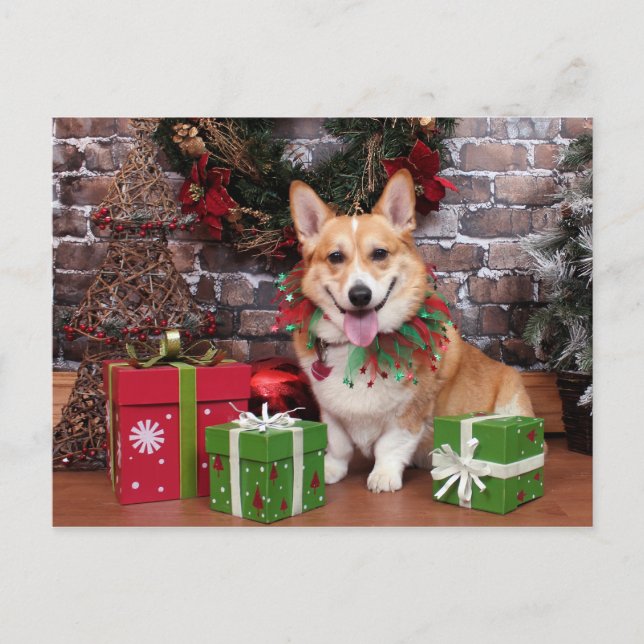 Cartão Postal De Festividades Natal - Corgi - Cal (Frente)