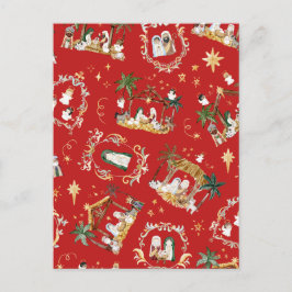 Cartão Postal De Festividades Natal Cristão Natividade Cinematográfica Vermelha