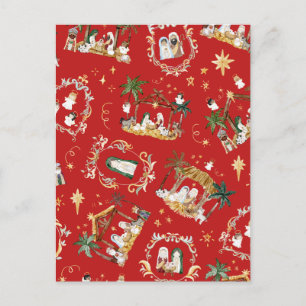 Cartão Postal De Festividades Natal Cristão Natividade Cinematográfica Vermelha