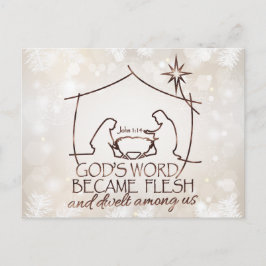 Cartão Postal De Festividades Natal da Escritura Cristã Elegante