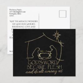 Cartão Postal De Festividades Natal da Escritura Cristã Elegante