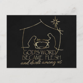 Cartão Postal De Festividades Natal da Escritura Cristã Elegante