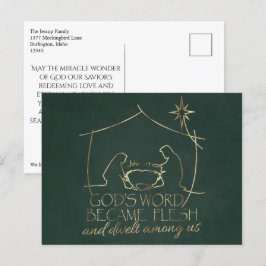 Cartão Postal De Festividades Natal da Escritura Cristã Elegante