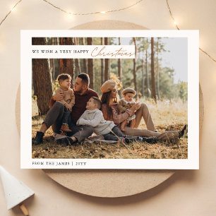Cartão Postal De Festividades Natal da família rustic White e Green