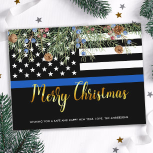 Cartão Postal De Festividades Natal da Polícia - Linha Azul Fino Polícia H