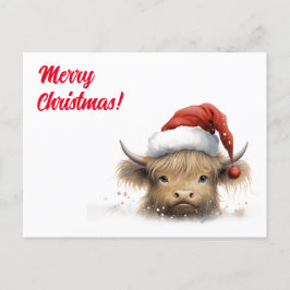Cartão Postal De Festividades Natal da Vaca Highland Personalizado