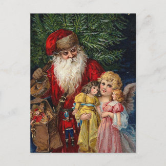 Cartão Postal De Festividades Natal das bonecas do Victorian do anjo do papai