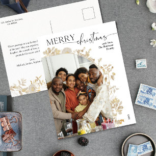 Cartão Postal De Festividades Natal de 1 Foto Minimalista