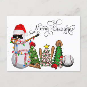 Cartão Postal De Festividades Natal de baseball com presentes e bola