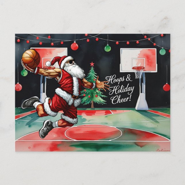 Cartão Postal De Festividades Natal De Basquete (Frente)
