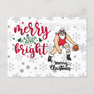 Cartão Postal De Festividades Natal de basquete com Papai Noel