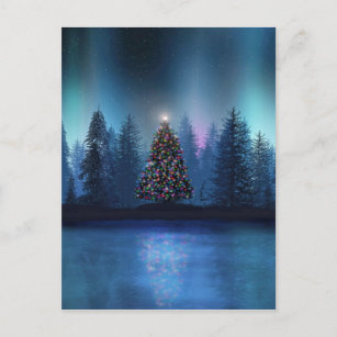 Cartão Postal De Festividades Natal de Borealis da Aurora