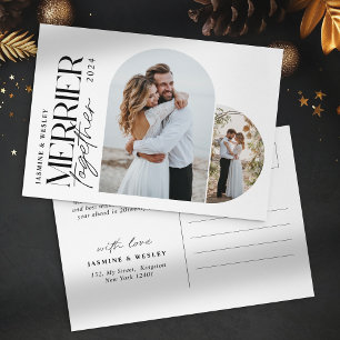 Cartão Postal De Festividades Natal de Casamento Minimalista Mais Alegre Juntos